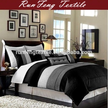 Luxury Stripe Bedding Black Grey and White Comforter Set
