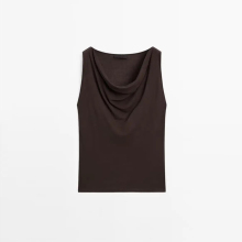 Women's casual commuting pleated collar pure cotton sleeveless top