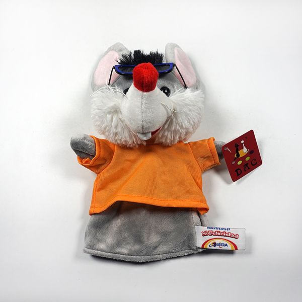 mouse plush hand puppet with glass