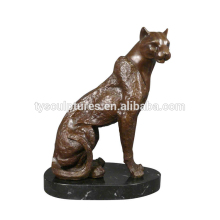 High quality cast bronze brass leopard figurine sculpture