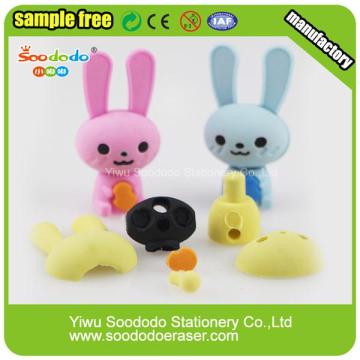 Top Quiality Blue and Pink Long Ear Rabbit Eraser