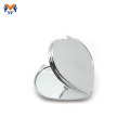 Mini miroir de poche uni en forme de coeur en métal