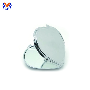 Metal heart shape plain mini pocket mirror