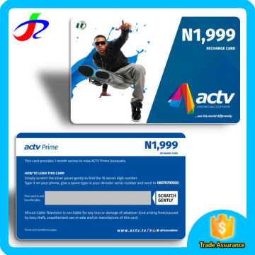 Use for WIFI or mobile phone or TV scratch off recharge card printing