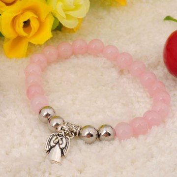 Natural Rose Quartz Bracelet Gemstonejewelry alloy pendants