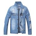 High Quality Men's Ripped Denim Jacket Wholesale Custom