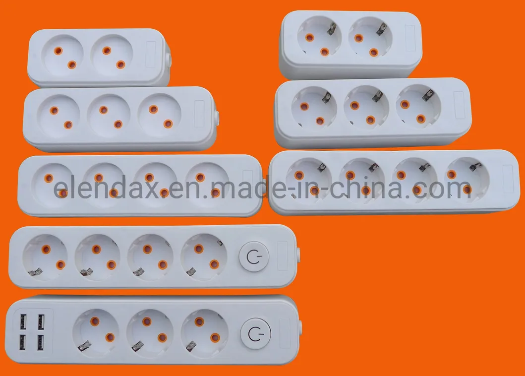 New Style Germany Type USB Power Sockets Power Strip 3 Way