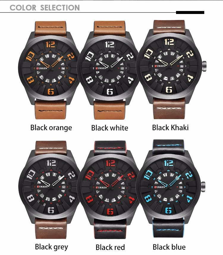 CURREN 8258 Men Quartz Watches Sport Wrist Watch Fashion New Military Style Men Watch With 3D Surface Online