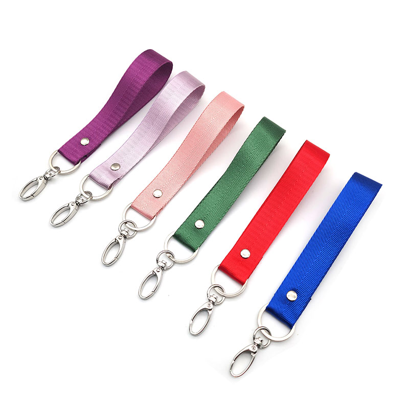 Anpassad färgglad kort nylonhandled Lanyard Keychain