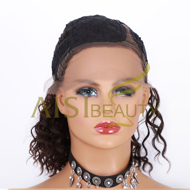 Aisi Beauty Cheap Vendor Short Bob Front Lace Wigs Curly Wave Brown 100% Brazilian Human Hair Lace Front Wigs For Black Women