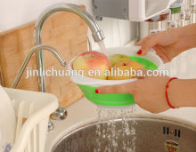 High Quality FDA or LFGB food standard collapsible silicone colanders,silicone strainer