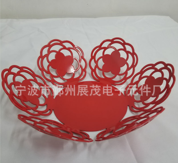 Window cut iron work fruit basket with mesh