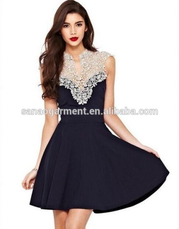 2015 European style summer sexy lace backless dress