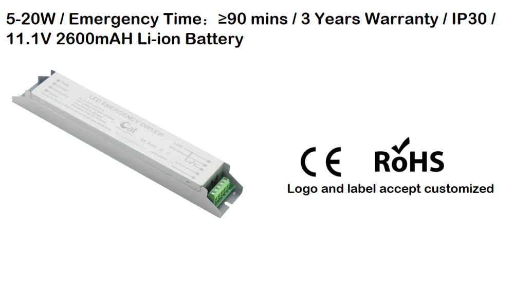 Alimentazione di emergenza con batteria agli ioni di litio da 5-20 W