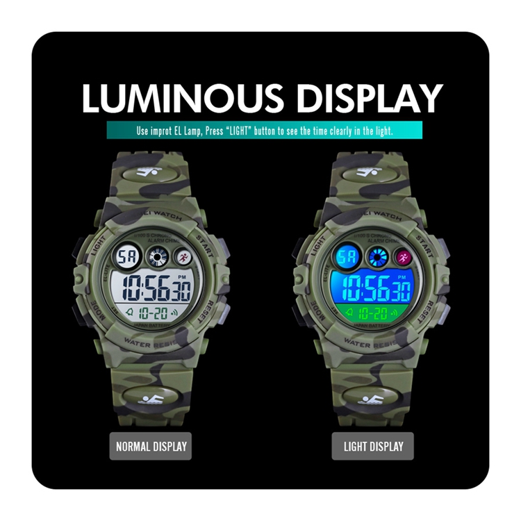 SKMEI 1547 Kid Watch Digital Camouflage Wrist Watch Strap 50m Waterproof Luminous Watches