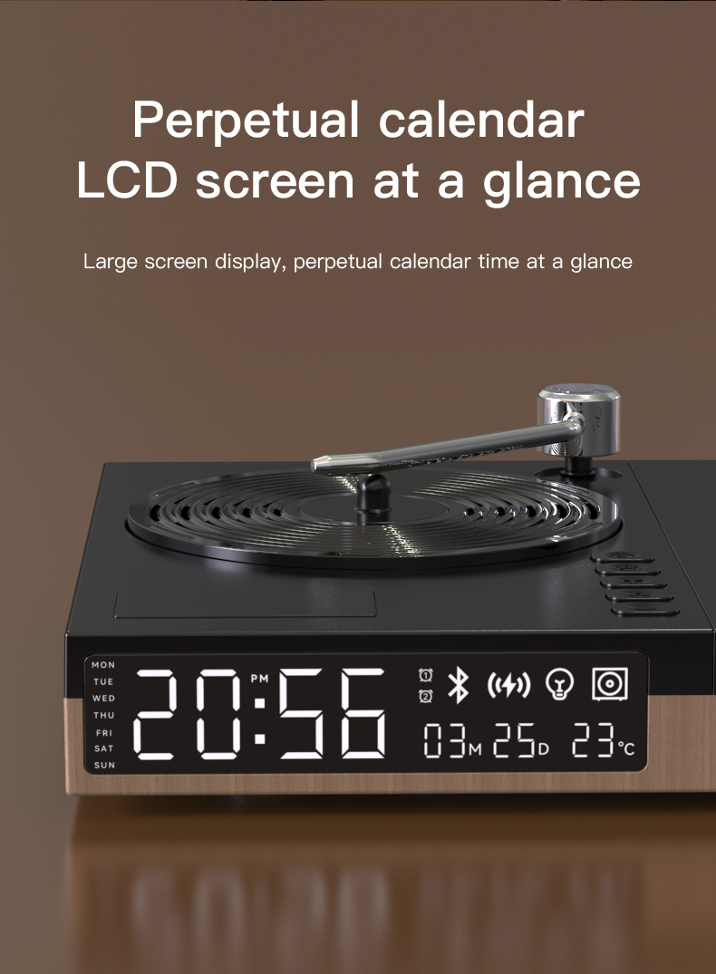 Retro classic phonograph player music digital display home portable multi-function Bluetooth speaker wireless charging