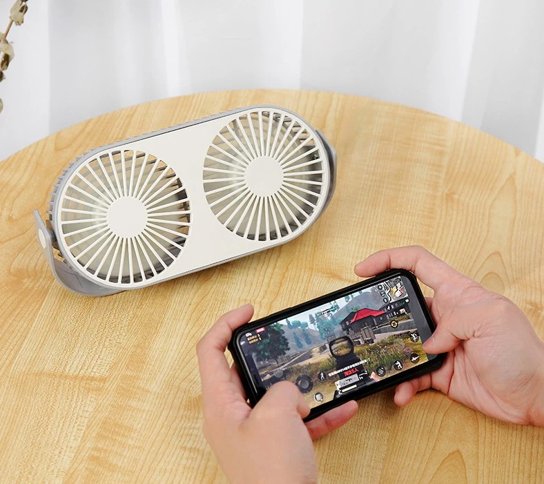 Double Head and Double Leaf Fan Desktop Fan