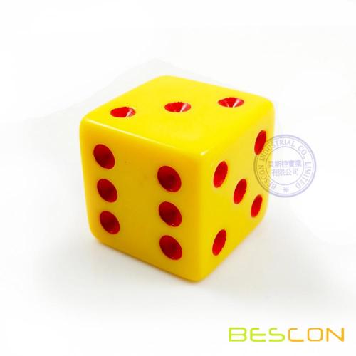 One Inch Plastic Die Opaque Yellow with Red Dots 25MM Dice