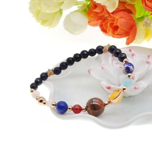 Cosmic Galaxy Solar System Eight Planets Bracelets Guardian Stars Natural Stone Beads 7 chakra Handmade Braided Rope Men Women