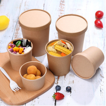 Disposable paper kraft paper soup bucket takeaway bowl