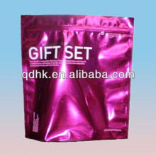 High quality glossy printing gift set comestic packaging bag