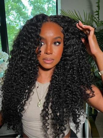 Jerry Curly V Part Human Hair Wig