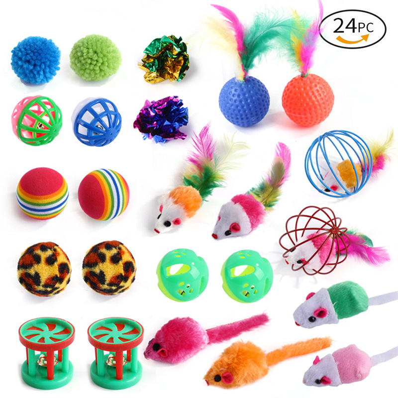 The New Pet Cat Toy Set Rainbow Blue Three-channel Tunnel Through Feather Toys Cat Pet Products