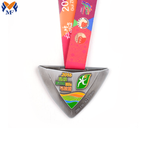 Metal custom shape anniversary medal with ribbon