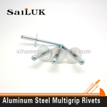 Large flange aluminum multigrip blind rivet