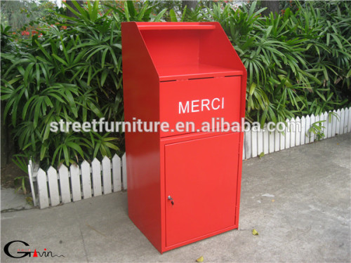 Outdoor metal powder coated red fast food waste bins