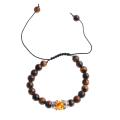 Zilveren Crown Syn.Amber Tiger Eye geweven kralen armband