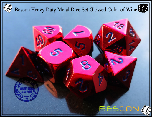 Bescon Heavy Duty Metal Dice Set Glossed Color of Wine-4 Bescon Heavy Duty Metal Dice Set Glossed Color of Wine-4