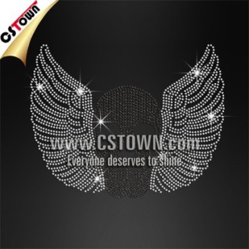 Wings skull bling pattern hotfix rhinestone designs for clothing