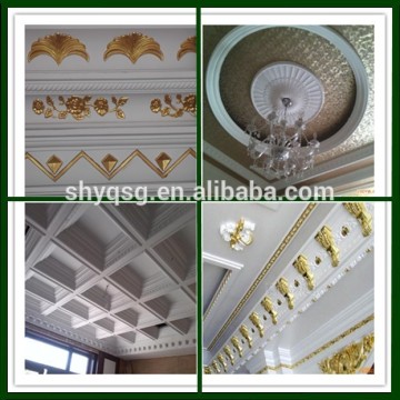 Gypsum Ceiling Dome Border Line Carving Golden Painted Moulding Cornice