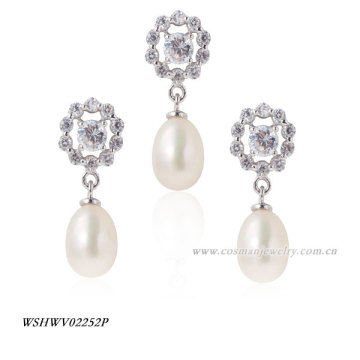 925 silver fashion indian diamond bridal imitation pearl jewelry sets
