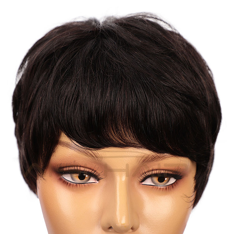 Aisi Hair Natural Looking Cheap Vendor Short Pixie Cut Regular Wave Black Brazilian Hair For Black Women Human Hair Wigs