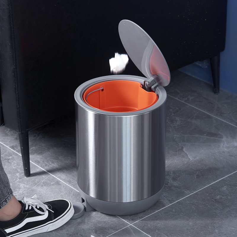 Stainless steel trash can