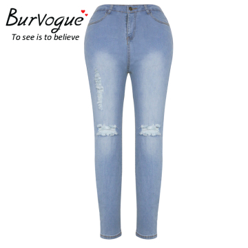 Burvogue in stock supper stretch denim ripped butt lifting leggings skinny jeans wholesale