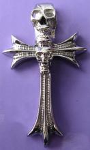 Gothic Cross Skull Head Stainless Steel Pendant SSP110