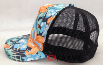 hip hop floral 5 panel trucker hat mesh