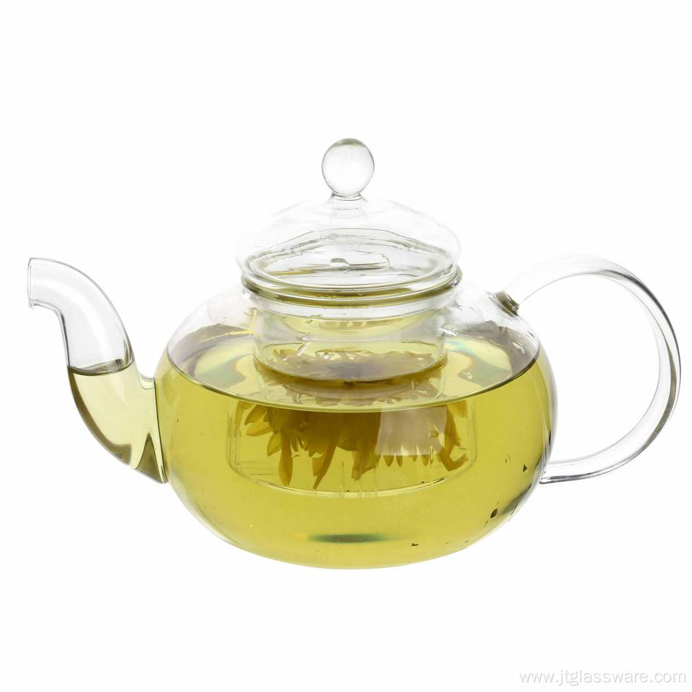 Fancy Handmade Glass Teapot Stainless Steel Infuser