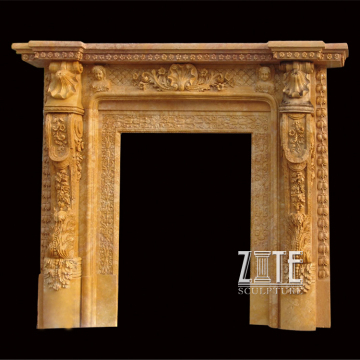 Customized yellow limestone granite door frame design surround