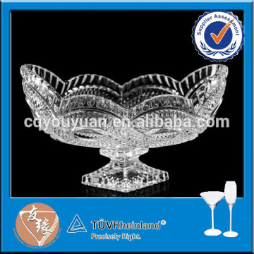 Machine pressed decorative glass plates with stem