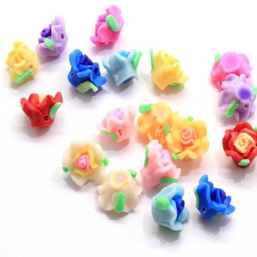 15 mm gemengde kleur polymeer bloem klei met 1 mm gat voor sieraden decoratie DIY bedels