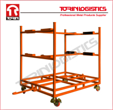 Durable metal pallet container for rack and assembly line