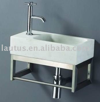 white marle bathroom sink