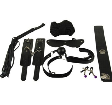 8Pcs Bondage Kit Set Neck Collar Whip Ball Gag Handcuffs Rope Fur Sex Toys