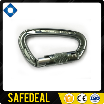 D Shape Locking Climbing Hook Twist Metal Carabiner