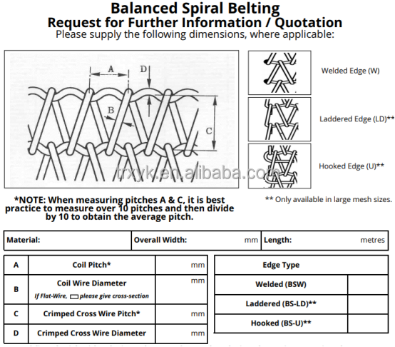 stainless steel wire mesh spiral conveyor belt