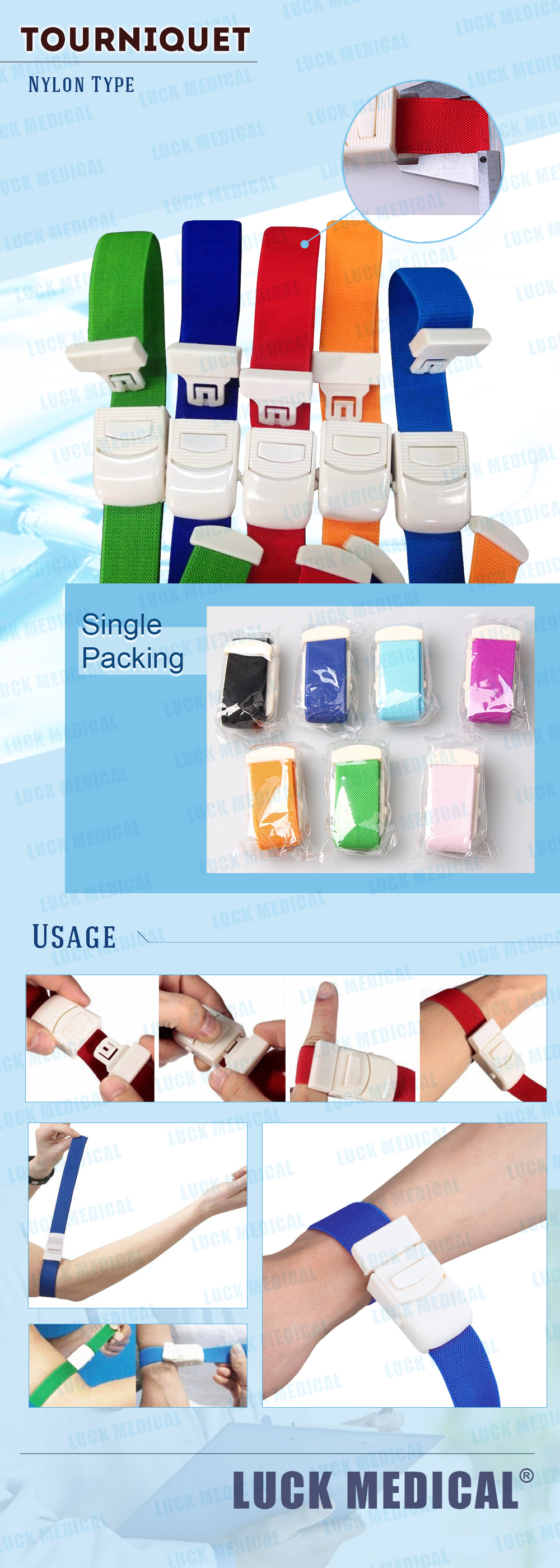 Torniquete desechable de nailon Disposable Tourniquet Nylon